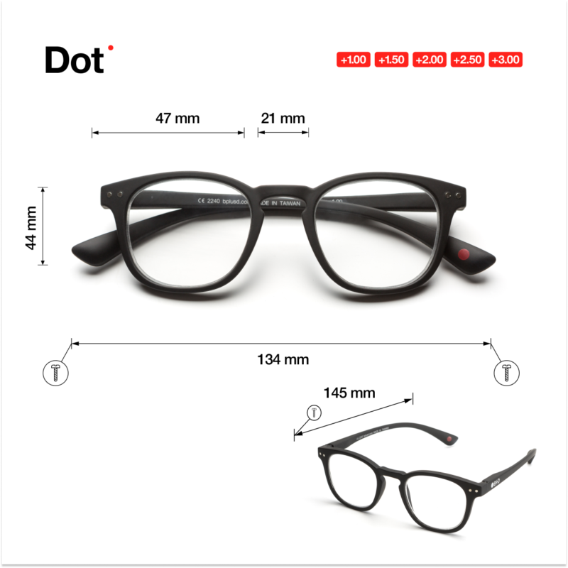 Óculos Com Grau B+D Dot Readers Matt Black